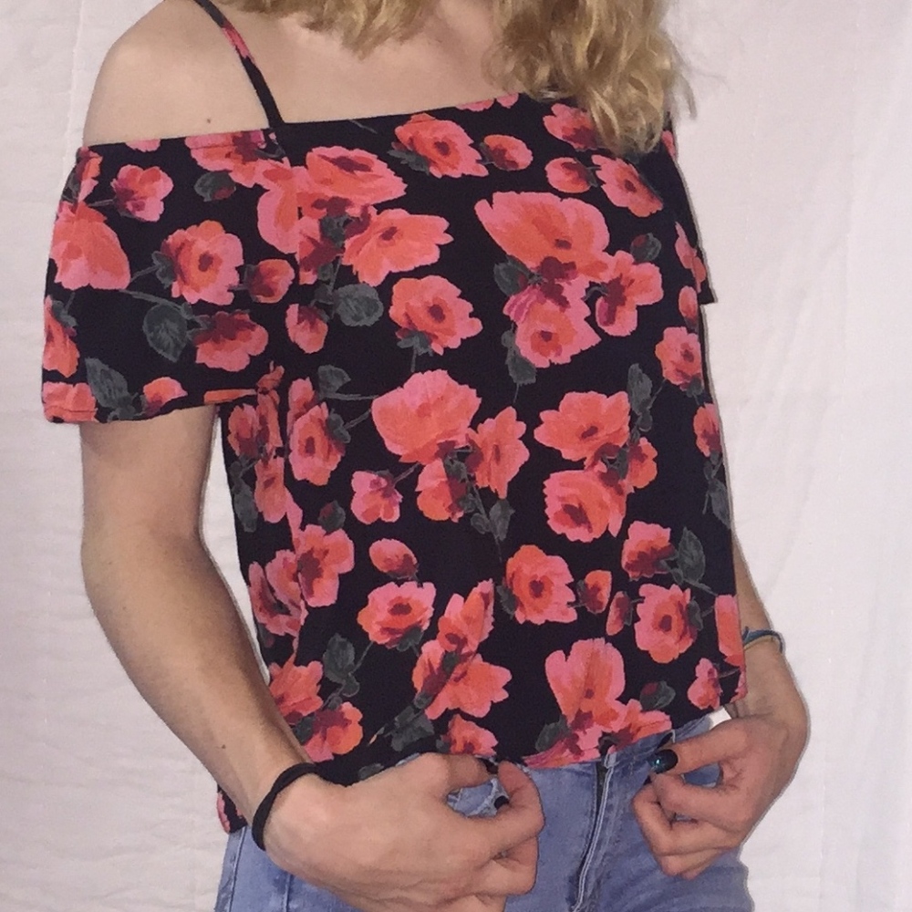 Floral print off the shoulder top